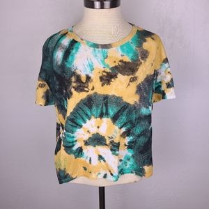 Zara Green and Yellow Tie Dye Crop Top